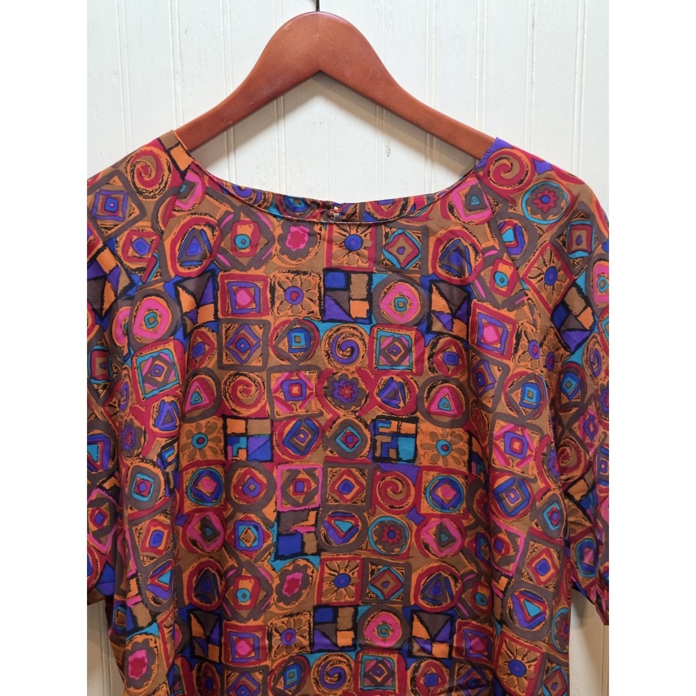 Impressions Woman Shirt Womens Plus Multicolor Geometric Short Sleeve Top